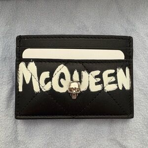Brand new! NWT Alexander McQueen Graffiti Black and White Card Case